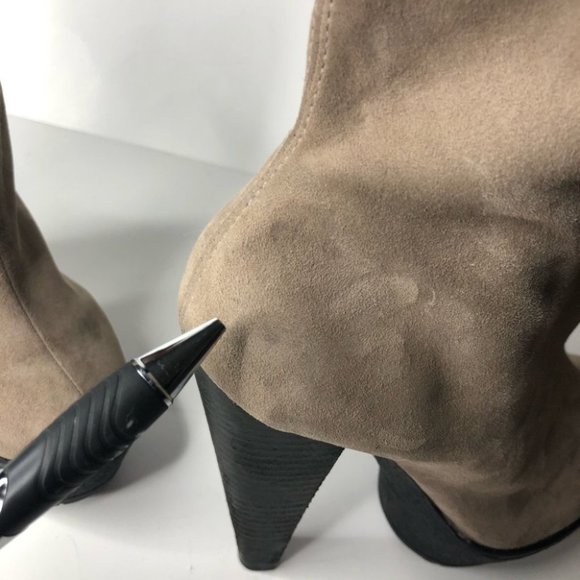 Pour La Victoire Taupe Suede Platform Booties 7 - Picture 8 of 8